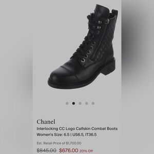 CHANEL Black Quilted Lace-Up Boots